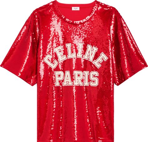 celine sequin t-shirt|Celine Red Sequin 'Celine Paris' T.